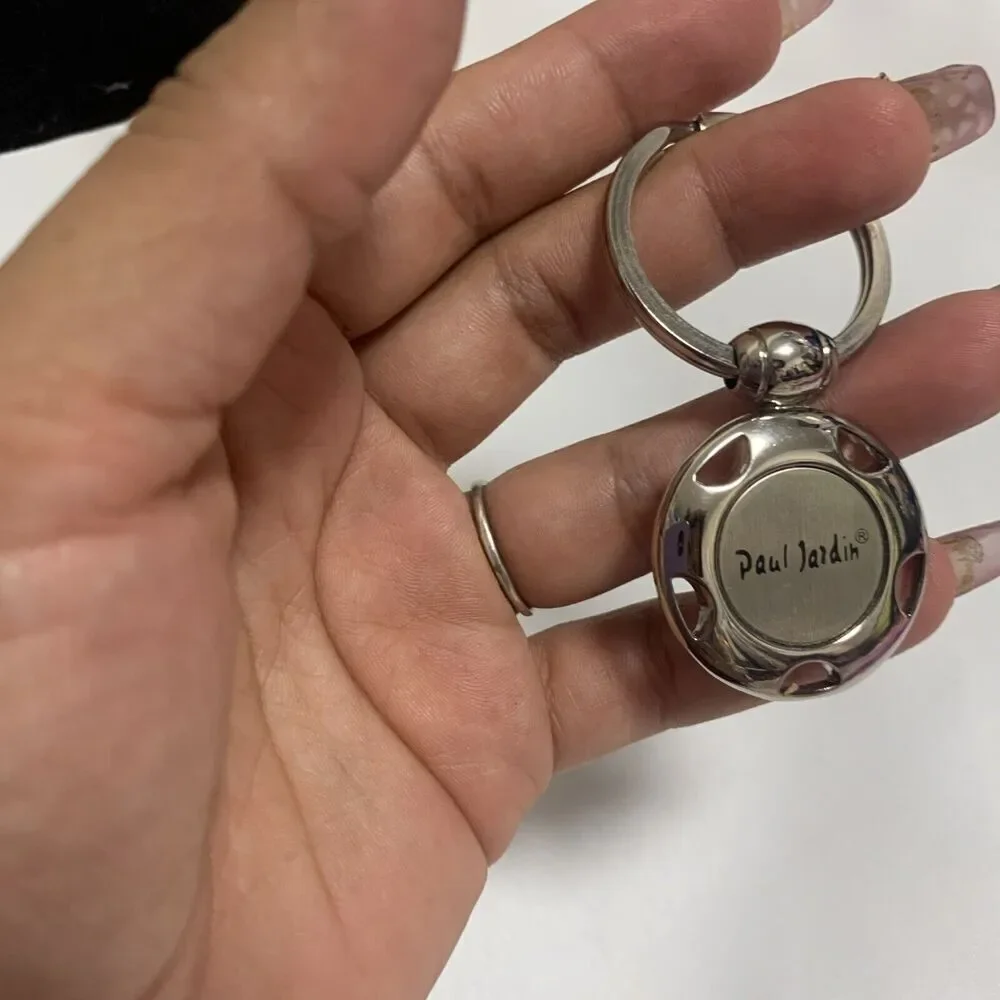 Paul Jardin Keychain Designer Logo Keyring Silver tone Metal Key
